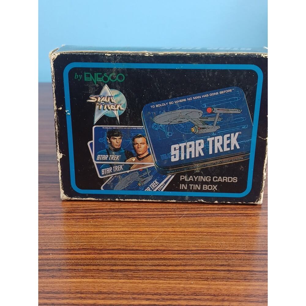 Vintage STAR TREK 1992 Playing Cards Sealed in Tin W/Box by Enesco Space Family